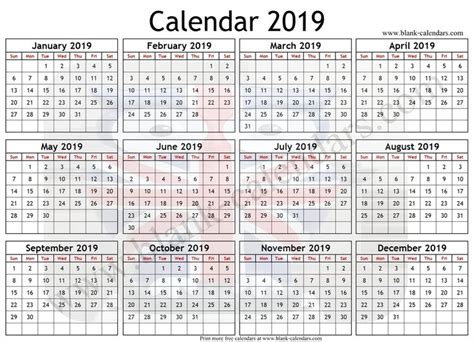 2019 Calendar Uk Printable A4 Calendar Uk 2019 Calendar Calendar