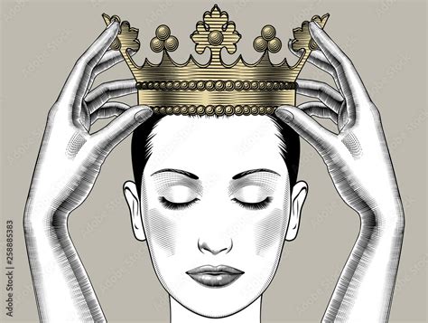 Woman Holding Above A Head The Golden Crown Leadership Success
