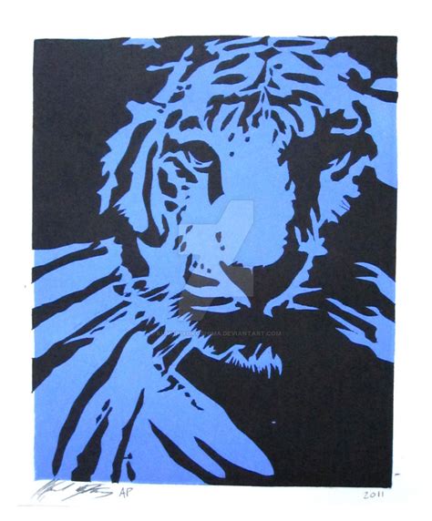 White Tiger Stencil Print By Kumoriyokoshima On Deviantart