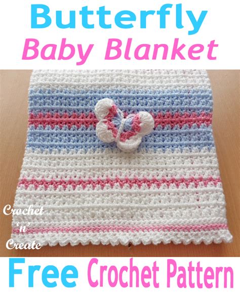 Free Crochet Pattern Butterfly Baby Blanket Crochet N Create