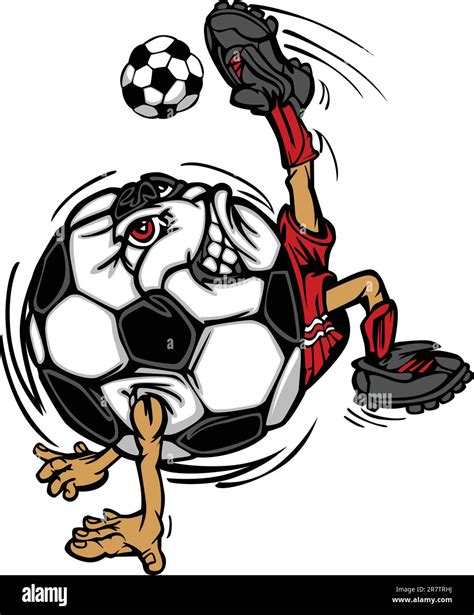 Soccer Ball Cartoon Image As A Soccer Player Kicking Soccer Ball Stock