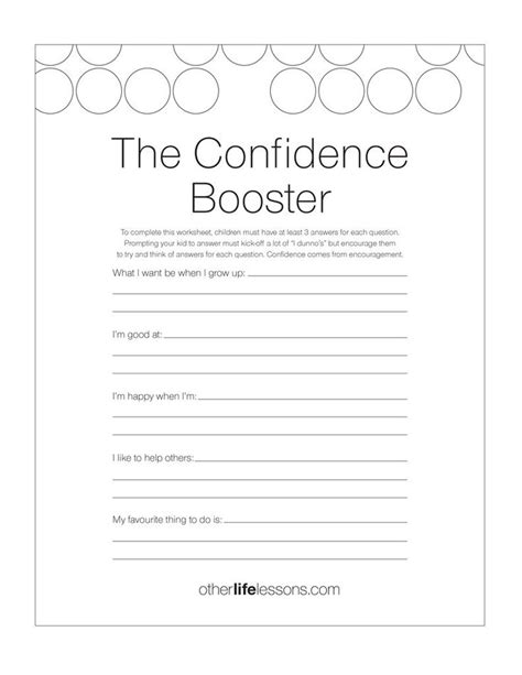 The Confidence Booster Free Printable Confidence Boosters