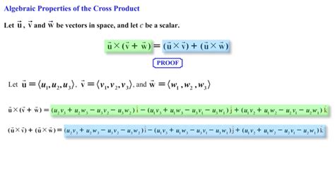 the cross product algebraic properties
