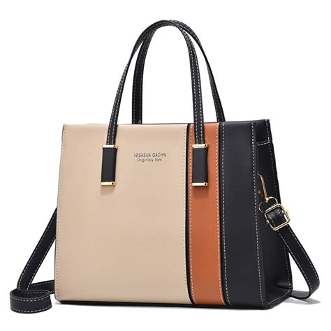 Patchwork Handbags For Women Adjustable Strap Top Handle Bag Large