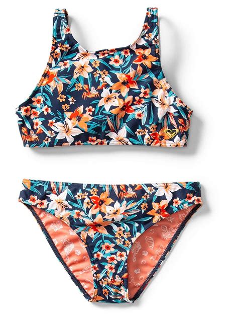 Roxy X Disney Girls Swimwear Floral Sebastian Bikini Set 14 Walmart