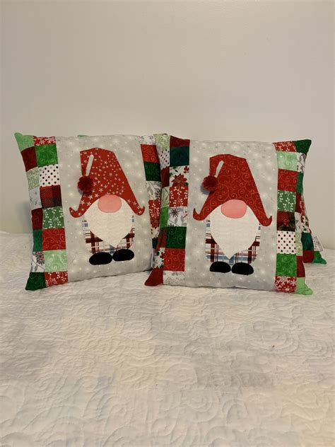 Gnome Christmas Pillows Appliqued 2019 Christmas Pillows Christmas