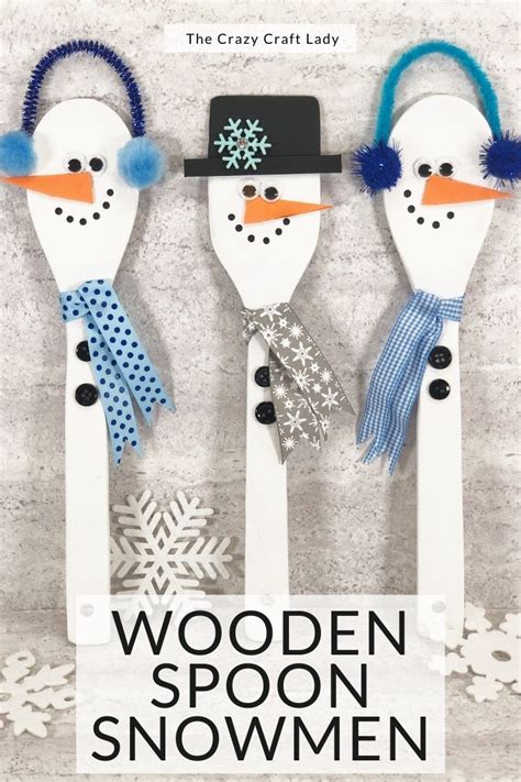 Dollar Store Craft Wooden Spoon Snowmen The Crazy Craft Lady