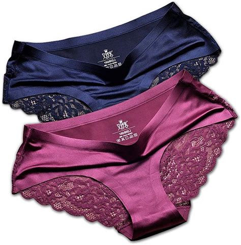 Ensence 2 Pack Lace Brief Panties Women Underwear Lingerie Sexy Satin