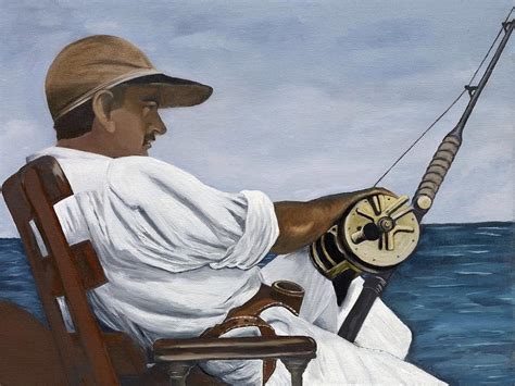Ernest Hemingway Fishing Painting By Caroline Stuhr