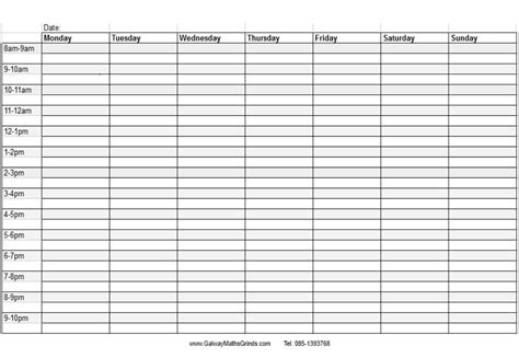 Blank Printabel Dailyweekly Meeting Schedule Free Calendar Template