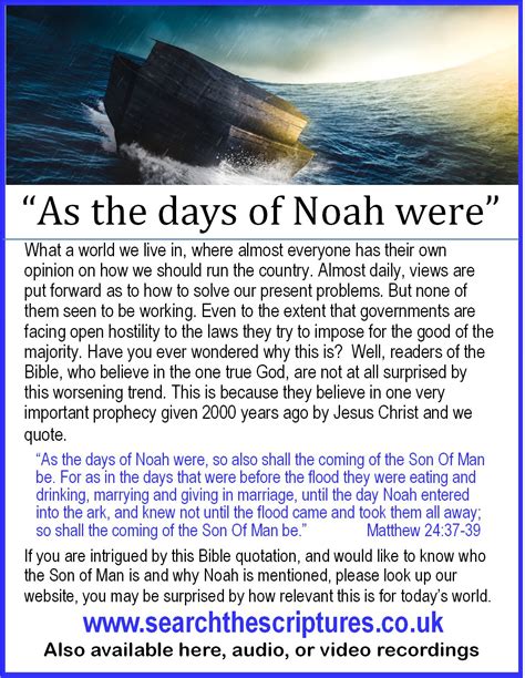 As The Days Of Noah Were October 2020 Search The Scriptures