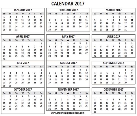Kalendar 2017 Malaysia Printable Ready To Print Printable 2017 Calendars