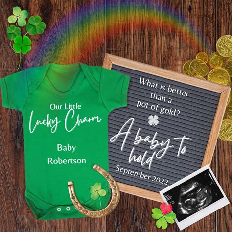 Rainbow Baby Announcement, Birth Announcement, St Pattys Day, St