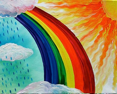 Rainbow Kids Canvas Painting Kids Canvas Art Rainbow Colors Art