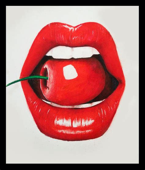 Cherry Lips Painting Pop Art Lips Lip Art
