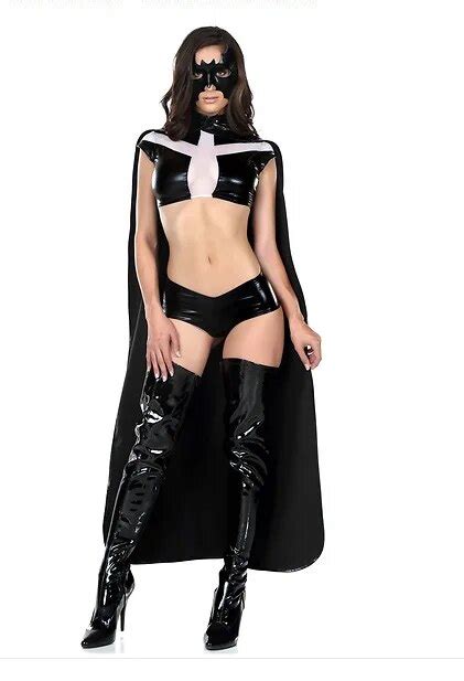 Sexy Bat Girl Batman Suit Faux Leather Batwomen Lingerie Costume Sex