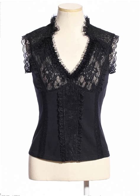 Steampunk Gothic Sexy Lady Vests Summer See Through V Neck Women Vests
