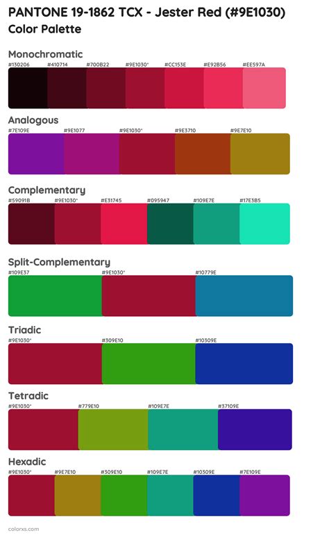 Pantone 19 1862 Tcx Jester Red Color Palettes And Color Scheme