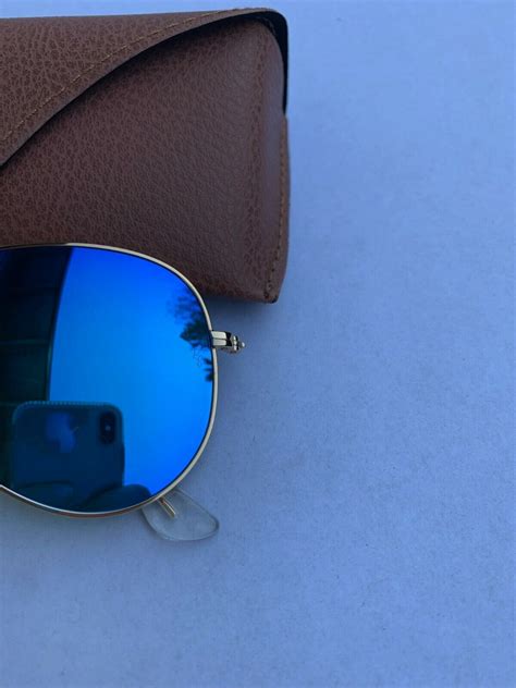 Ray Ban Aviator Sunglasses 112 17 Rb3025 58m Gold Frame With Blue Mirror Lenses 8053672000481 Ebay