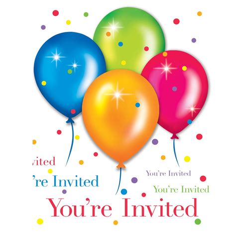 Birthday Balloons Invitations 25 Count Description Youre Invited