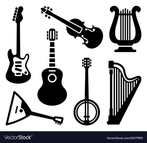 Icons Of String Musical Instruments Royalty Free Vector