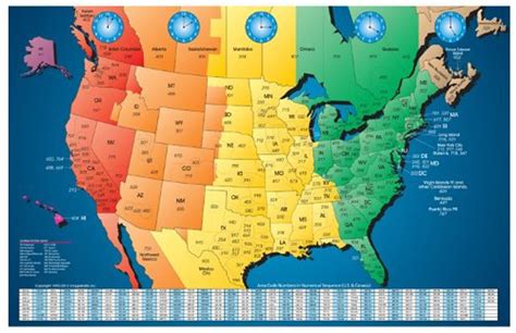 North America Laminated Gloss Full Color Time Zone Area Code Etsy In