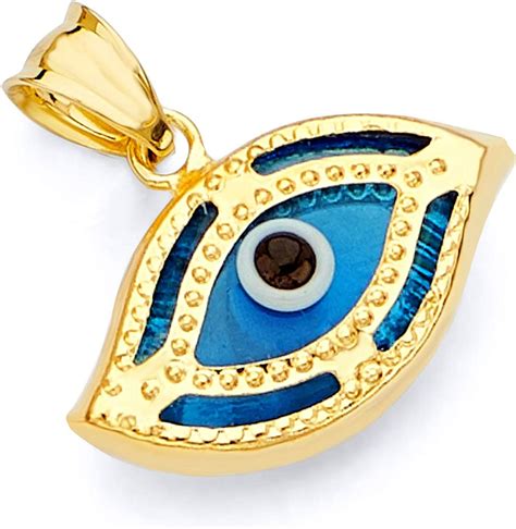 14k REAL Yellow Gold Evil Eye Hamsa Heart Charm Pendant 5 Different