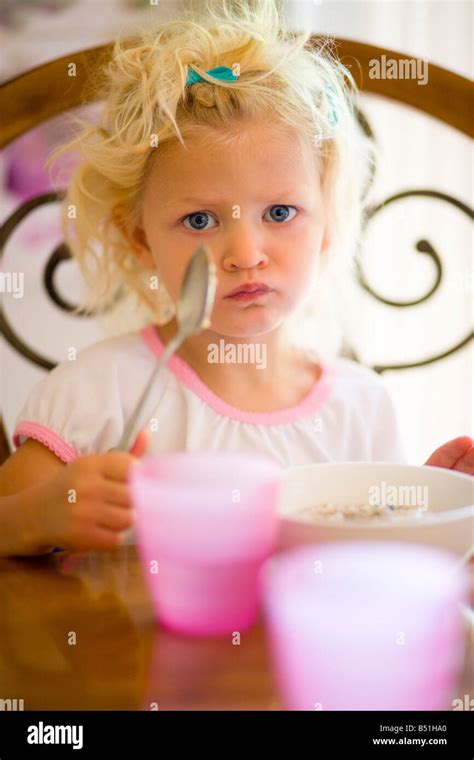 White Girl Blonde Hair Eating Breakfast Hi Res Stock Photography And