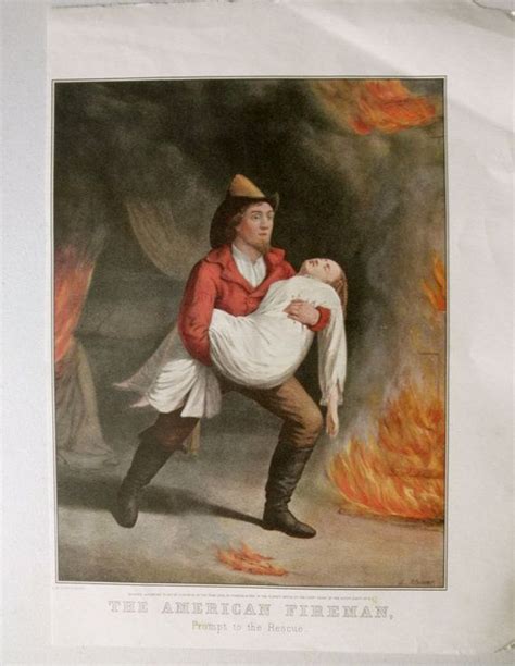 Vintage Currier And Ives Firefighter Print The American Etsy