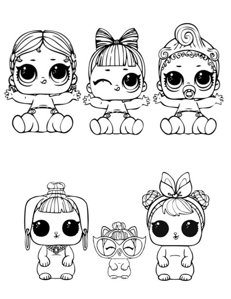 Dolls Lol The Three Sisters And Pets Coloring Pages For You