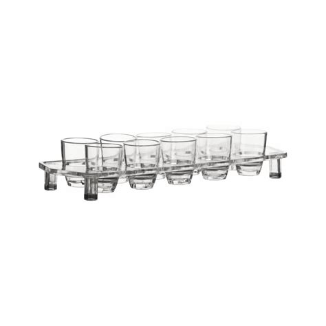 Bar Butler 10 Clear Plastic Shot Glasses On Tray 25ml 270x95x45mm Hcs Home And Catering