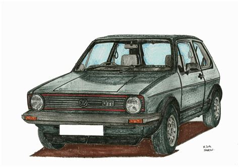 Vw Golf Mk1 Gti Drawing My Drawing Hand Drawn On Watercolour Paper