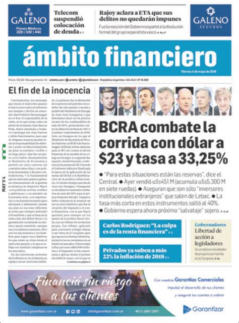 Notas focalizadas en el quehacer político de la argentina. La crisis del dólar en Argentina en portadas de 8 periódicos
