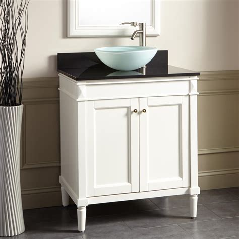 H bath vanity in white with carrara marble vanity top in white with white sink. 30" Chapman Vessel Sink Vanity - White | 30 inch bathroom ...