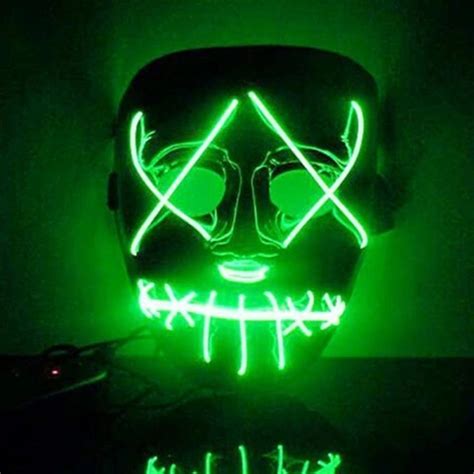 Dc3v Battery Powered El Led Cold Light Flash Grimace Fluorescent Mask