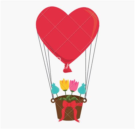 Clip Art Heart Hot Air Balloon Heart Shape Parachute Hd Png Download