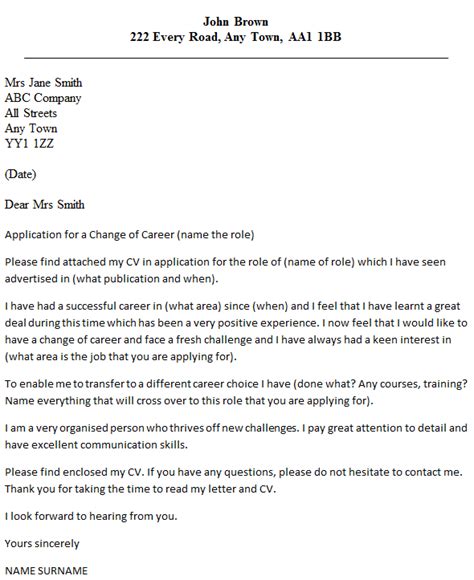 Career Change Cover Letter Example Uk Uk