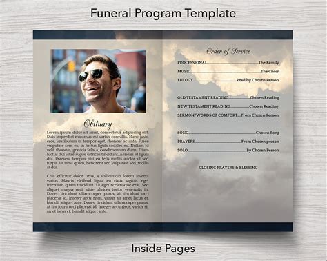 4 Page Sky Program Sign Slide Show Thank You And Invite Funeral