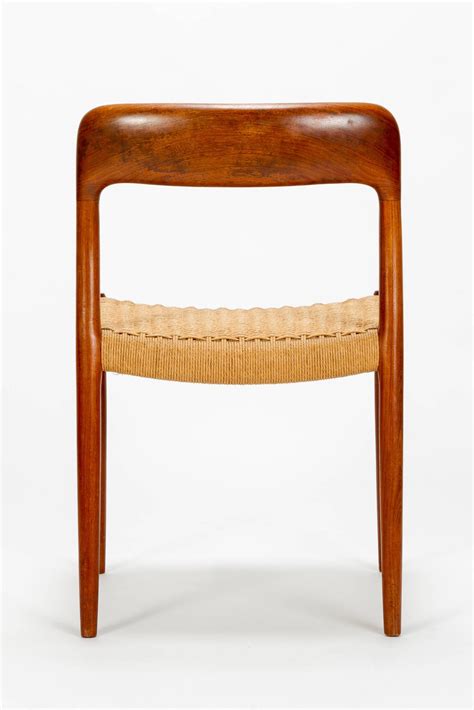 Eight Danish Dining Chairs Model 75 By Niels Moller In Teak And Papercord At 1stdibs Niels