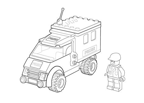 Click on the coloring page to open in a new window and print. Lego police car coloring page for kids, printable free ...