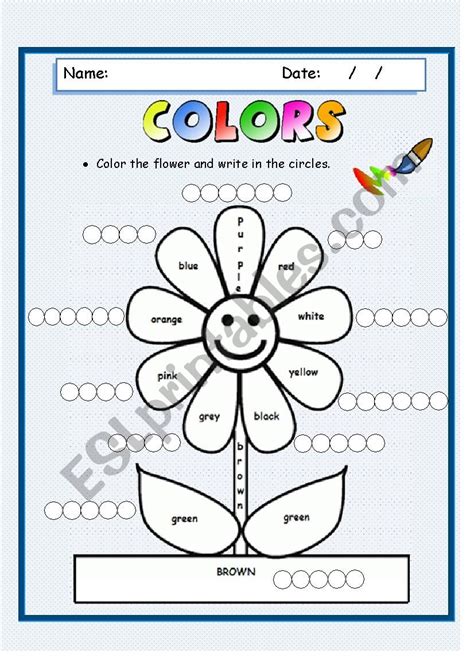 This worksheet includes spelling using hints. Color the flower - ESL worksheet by armandprimero