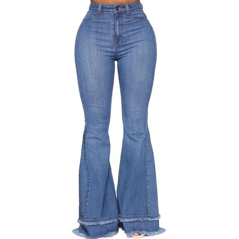Wholesale Women Fashion Elehant Tassel Flared Trousers Denim Jeans