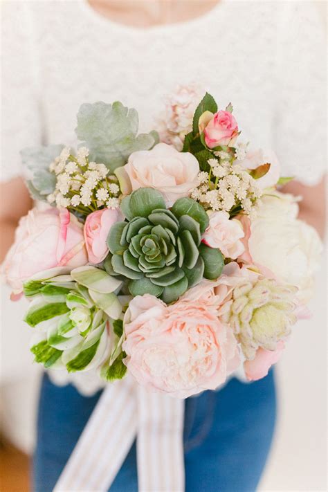 This succulent bouquet is a created with three three inch succulents and same fillers used in any given bridal bouquet to match the bridal bouquet. Make a Small-but-Mighty DIY Succulent Wedding Bouquet ...