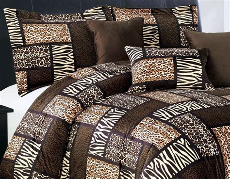 7 Piee Queen Size Safari Comforter Set Leopard Tiger Zebra Etc