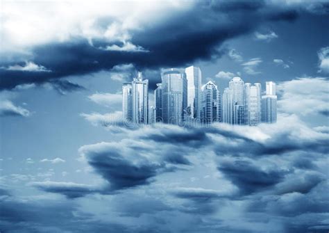 Higher Than The Clouds Of Skyscrapers Stock Image Image Of City