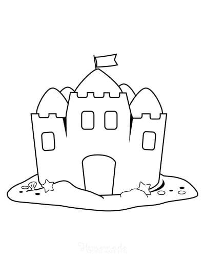 Simple Sand Castle Coloring Pages