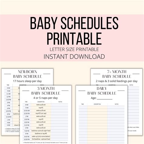 Baby Schedule Printable Baby Schedule Template Fillable Blank Schedule