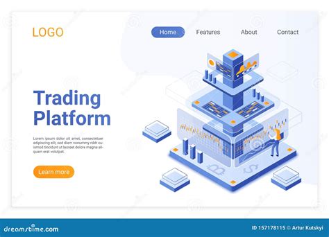 Trading Platform Isometric Landing Page Template Online Financial