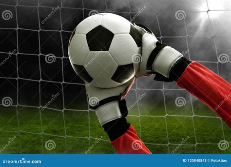 Soccer Goalkeeper Catches The Ball Stock Image Image Of Male League