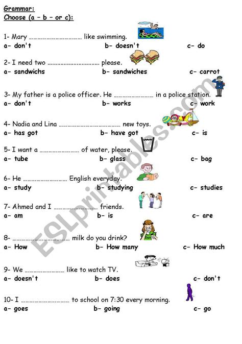 Grammar Elementary Test Esl Worksheet By Romaama